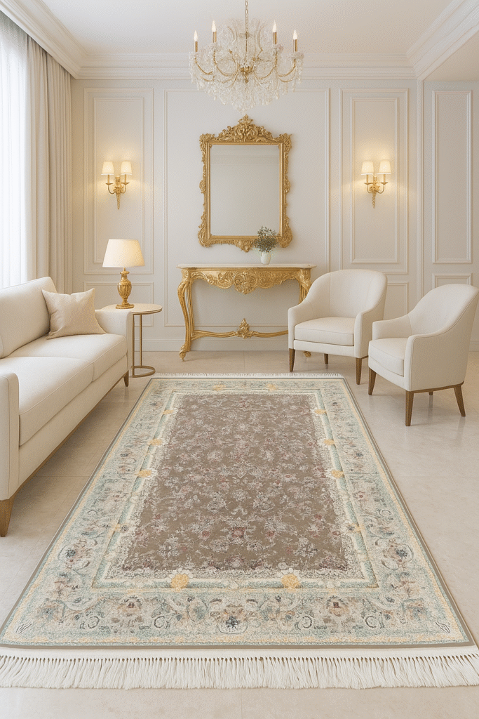 Luxury Grey Persian-Style Area Rug with Intricate Floral Design