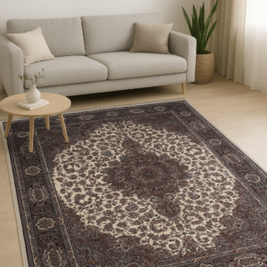 Classic Brown & Ivory Persian-Style Area Rug for Modern Living Rooms