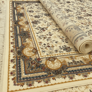Elegant Ivory Floral Border Area Rug with Classic Detailing