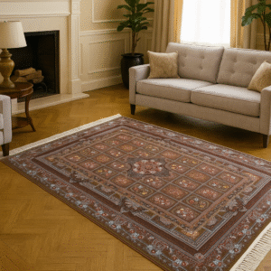 Classic Persian-Style Handcrafted Area Rug with Floral Medallion Design