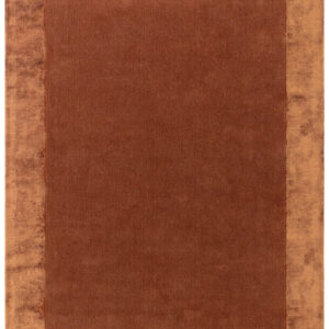 "Beige hand tufted carpet with elegant border design and soft plush texture."