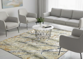 Modern Abstract Marble-Inspired Carpet – Contemporary Flow Design