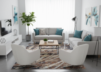 Abstract Brushstroke Pattern Carpet – Modern Artistic Flow Design