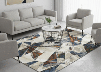 Modern Geometric Abstract Carpet – Contemporary Faceted Design