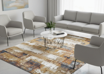 Contemporary Abstract Block Pattern Carpet – Modern Artistic Design