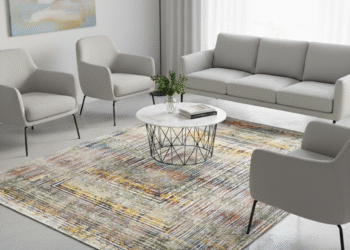 Modern Geometric Layered Line Carpet – Contemporary Artistic Design