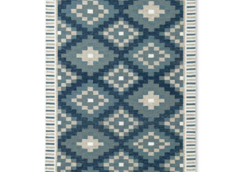 Blue Geometric Durrie Carpet – Handwoven Cotton Flatweave Rug for Living Room & Bedroom