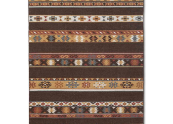 Brown Tribal Striped Durrie Carpet – Handwoven Cotton Flatweave Rug for Living Room & Bedroom