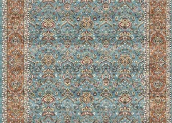 Royal Blue Mugal Design Carpet – Traditional Floral Pattern Area Rug with Ornamental Border | Luxury Classic Living Room Carpet