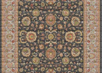 Premium Mughal Floral Carpet – Dark Blue Traditional Area Rug with Ivory Border | Luxury Living Room & Hall Carpet
