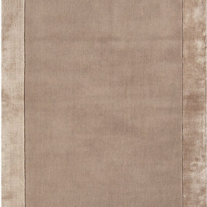 hand tufted carpet with elegant border design and soft plush texture."