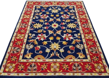 Royal Blue Floral Traditional Area Rug | Handmade Tufted Oriental Carpet | Luxury Classic Living Room Rug