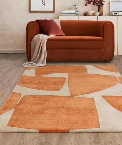 hand tufted carpet with elegant border design and soft plush texture."