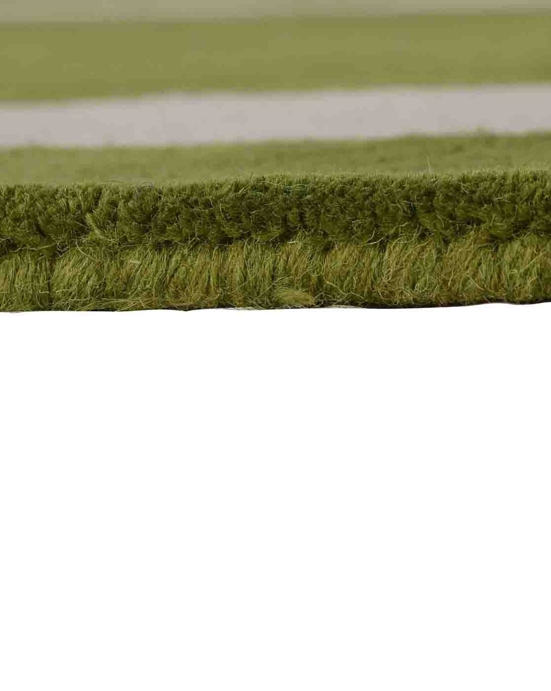 Tufted 37.3 hand tufted carpet with elegant border design and soft plush texture."