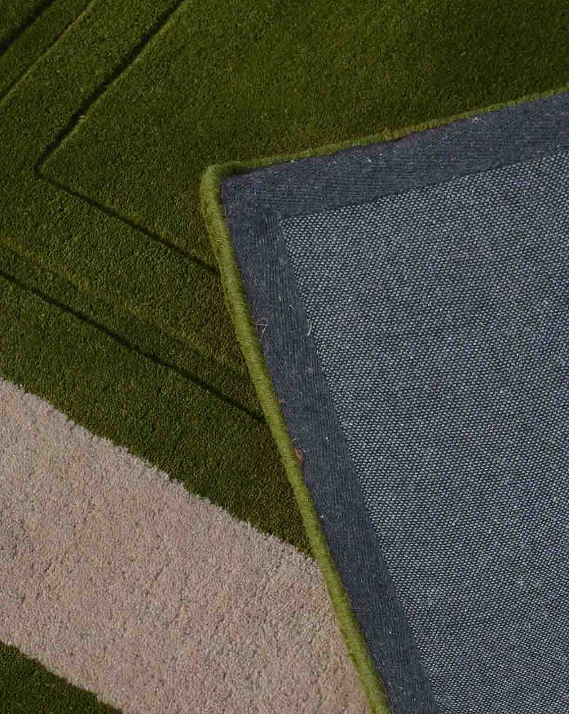 Tufted 37.4 hand tufted carpet with elegant border design and soft plush texture."