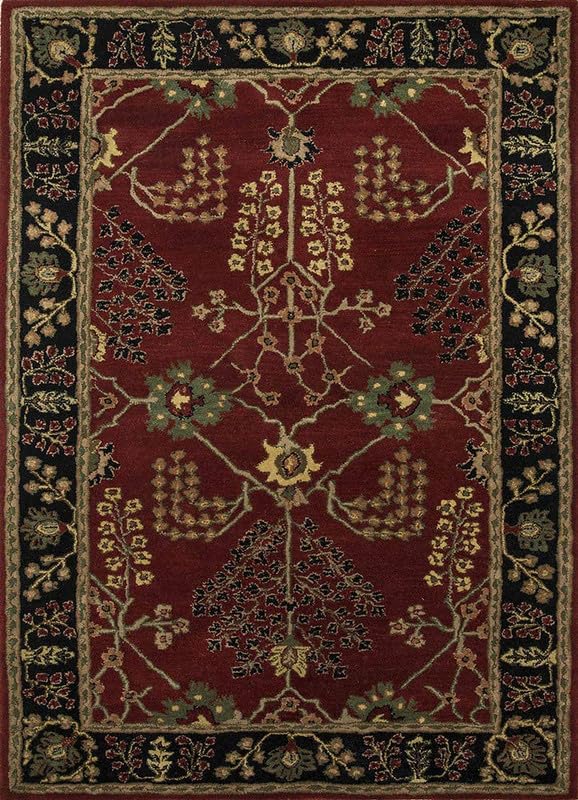 Tufted 42.1 hand tufted carpet with elegant border design and soft plush texture."