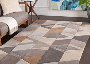 Modern Geometric Tufted Carpet – Handmade Abstract Area Rug in Beige & Grey for Living Room, Bedroom & Office | Regal Carpet