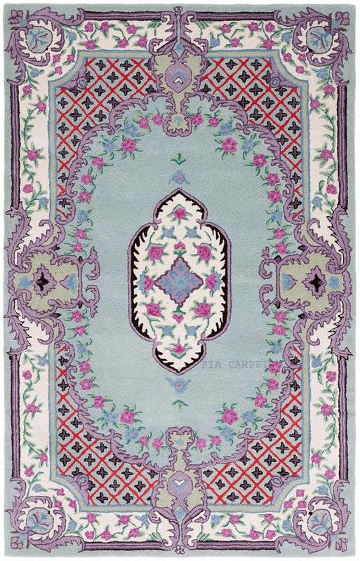 Tufted 6.2 hand tufted carpet with elegant border design and soft plush texture."