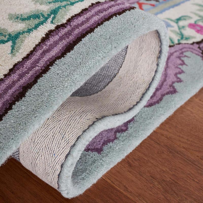 Tufted 6.4 hand tufted carpet with elegant border design and soft plush texture."