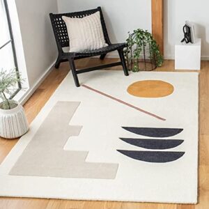 hand tufted carpet with elegant border design and soft plush texture."