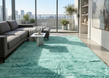 Luxury Aqua Mint Rabbit Fur Area Rug – Ultra Soft Plush Shag Carpet for Living Room, Bedroom & Modern Home Décor