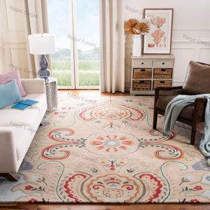Hand Tufted Wool Floral Area Rug – Luxury Traditional Tufted Carpet for Living Room, Bedroom & Dining Room | Handmade Premium Wool Rug by Regal Carpet