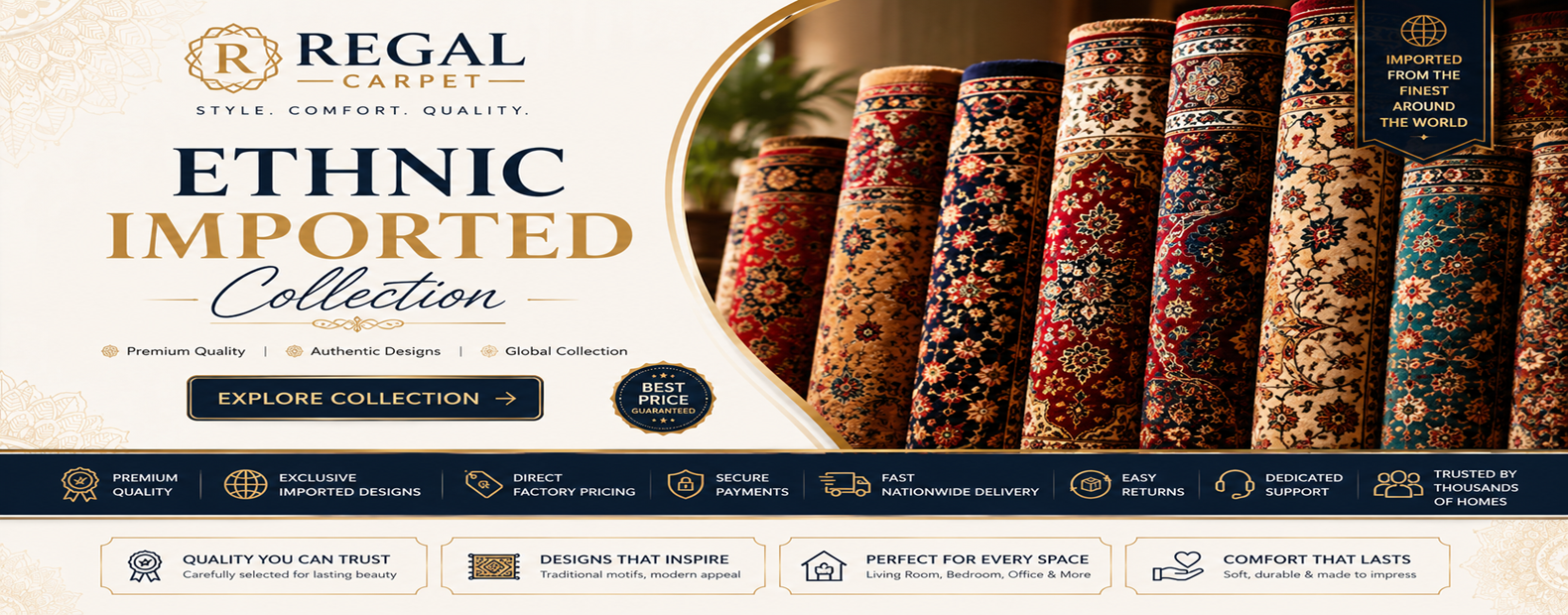 Premium hand-tufted carpet collection from Regal Carpet Bhadohi