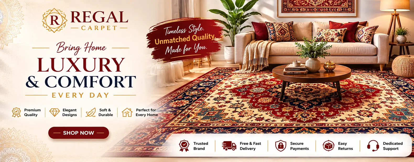 Handmade oriental carpet in a modern living room — Regal Carpet