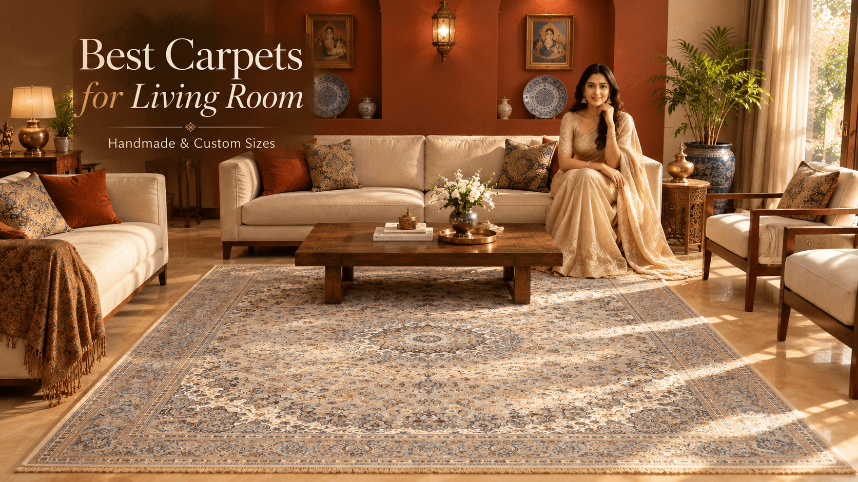 Best handmade carpets for living room by Regal Carpet
