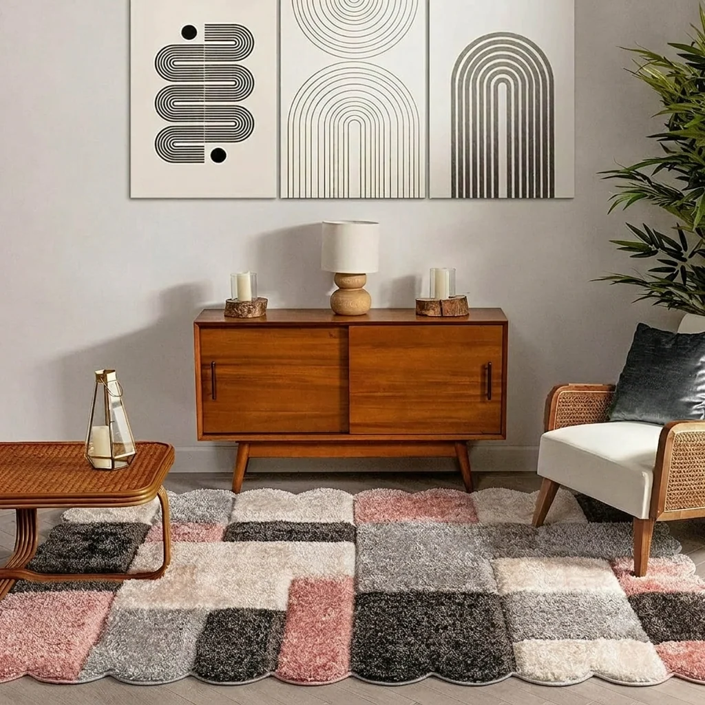 Shaggy Carpet Modern Living Room Bedroom Abstract Shaggy Carpet Irregular Shaggy