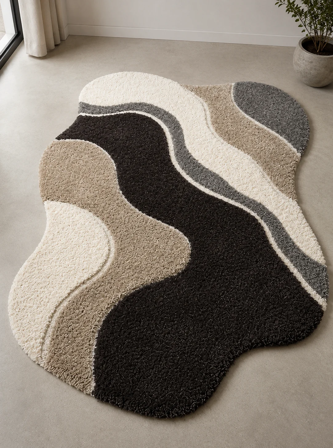 Shaggy Carpet Modern Living Room Bedroom Abstract Shaggy Carpet Irregular Shaggy