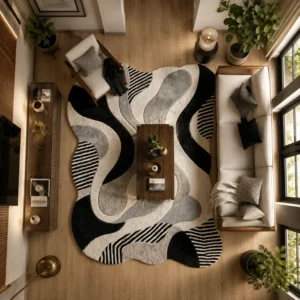 Shaggy Carpet Modern Living Room Bedroom Abstract Shaggy Carpet Irregular Shaggy