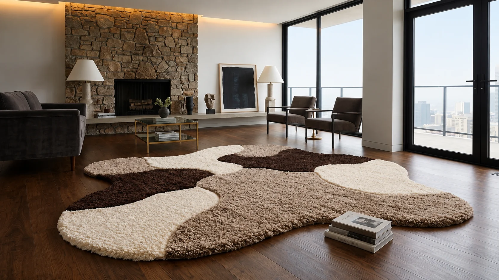 Shaggy Carpet Modern Living Room Bedroom Abstract Shaggy Carpet Irregular Shaggy