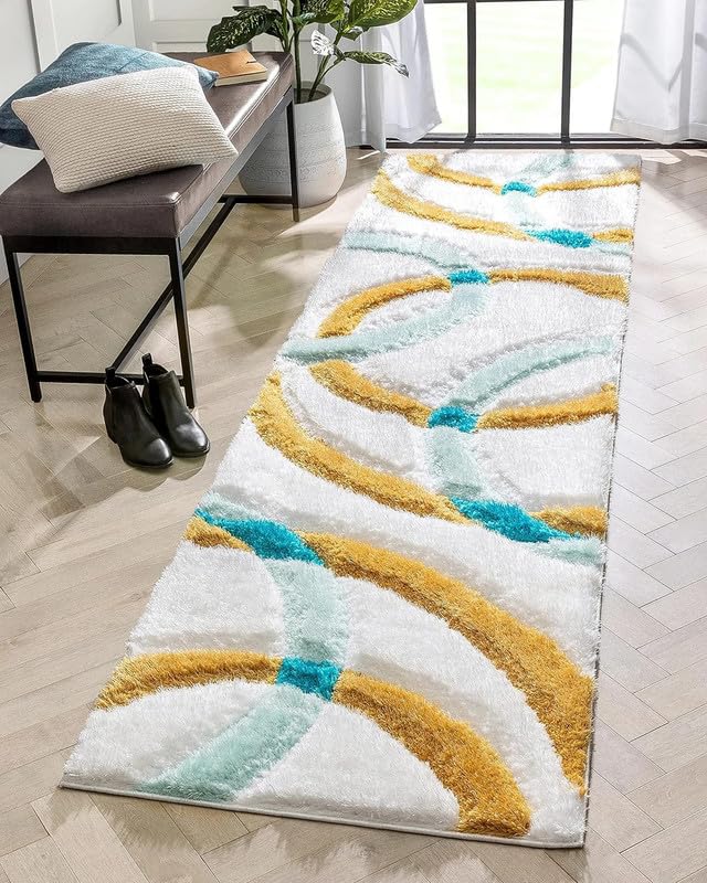 Shaggy Carpet Modern Living Room Bedroom Abstract Shaggy Carpet Runner Shaggy