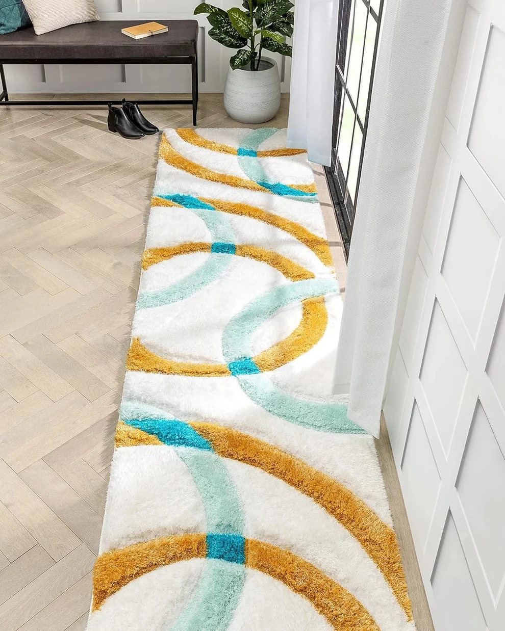 Shaggy Carpet Modern Living Room Bedroom Abstract Shaggy Carpet Runner Shaggy
