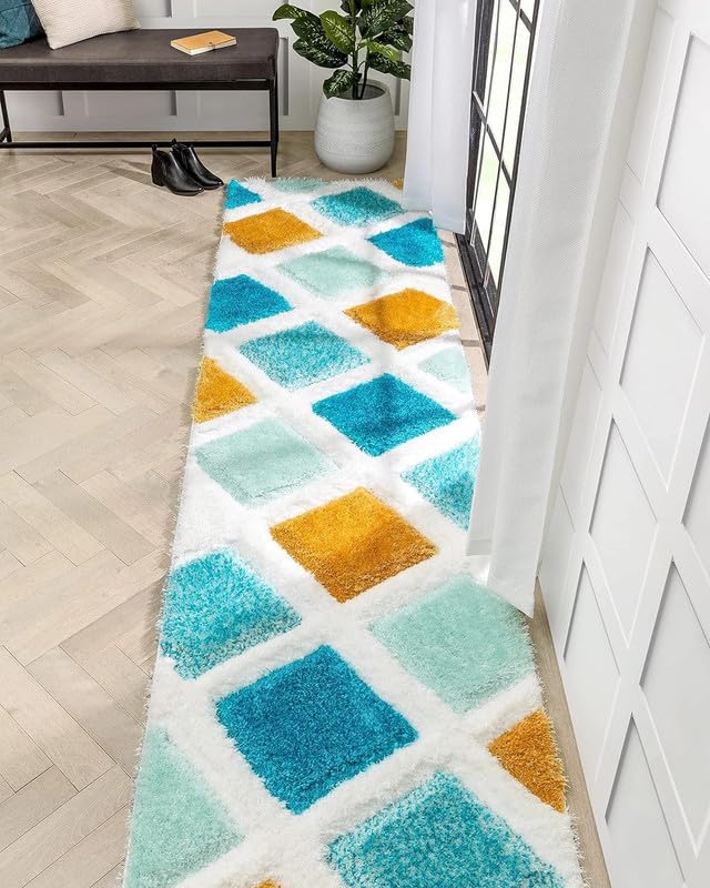 Shaggy Carpet Modern Living Room Bedroom Abstract Shaggy Carpet Runner Shaggy