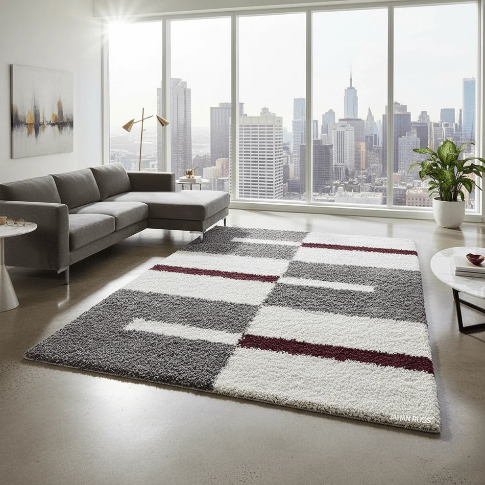 Shaggy Carpet Modern Living Room Bedroom Abstract Shaggy Carpet