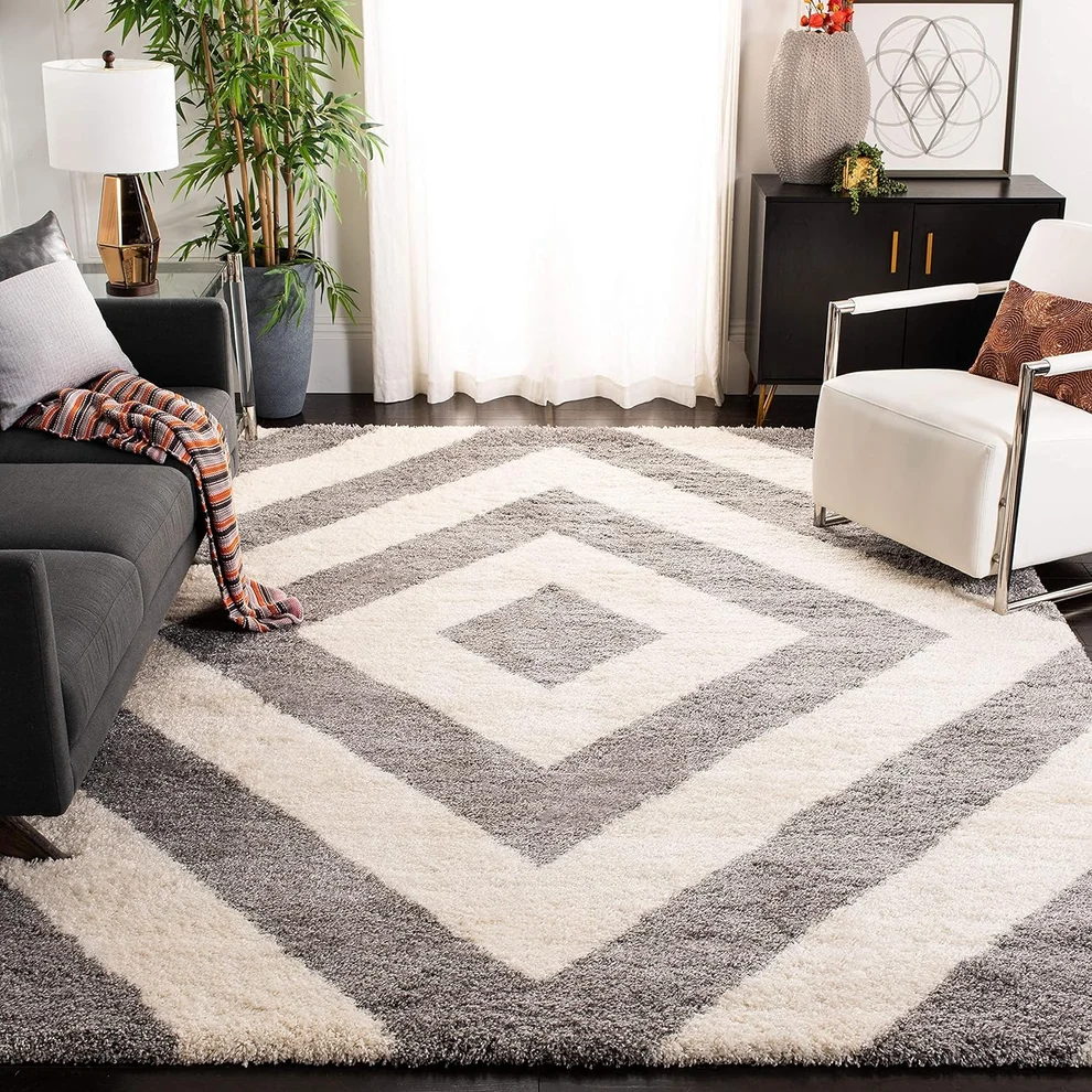 Shaggy Carpet Modern Living Room Bedroom Abstract Shaggy Carpet