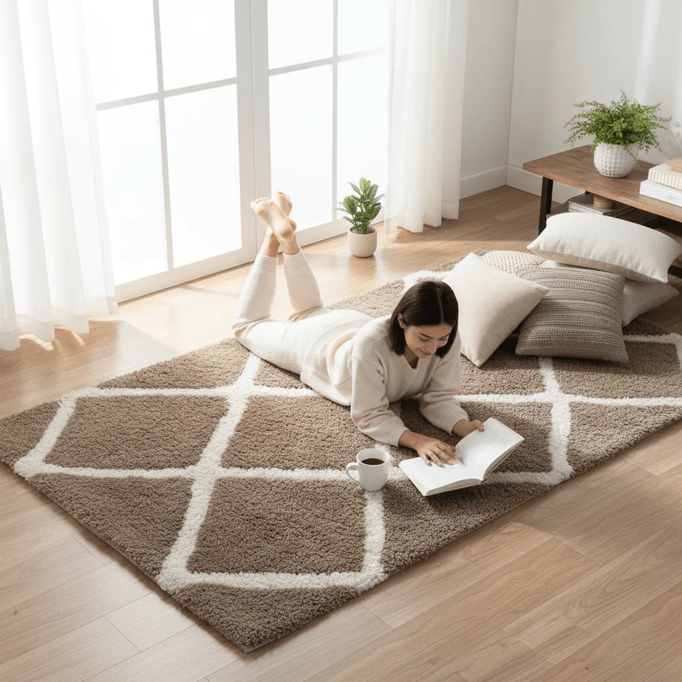 Shaggy Carpet Modern Living Room Bedroom Abstract Shaggy Carpet