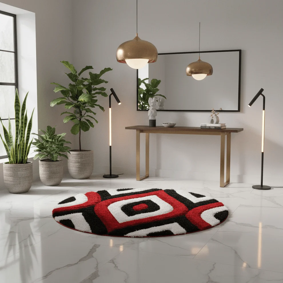 Shaggy Carpet Modern Living Room Bedroom Abstract Shaggy Carpet Round Shaggy