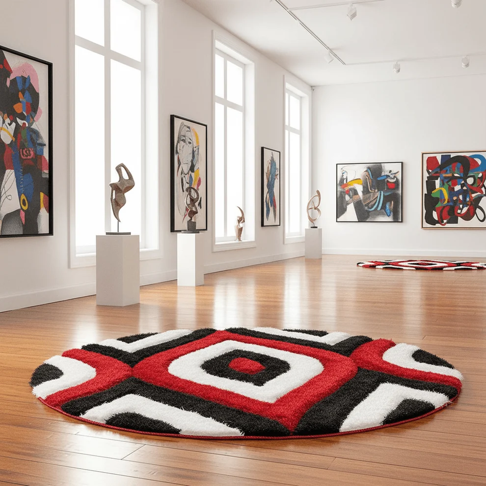 Shaggy Carpet Modern Living Room Bedroom Abstract Shaggy Carpet Round Shaggy
