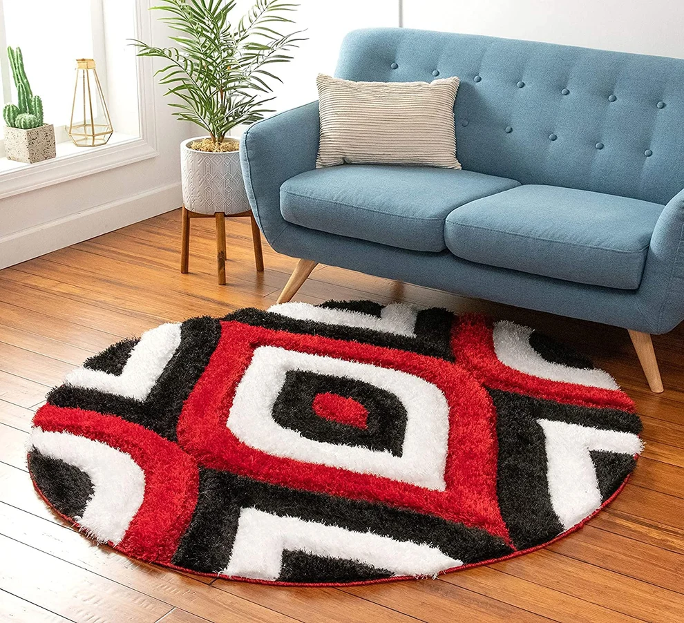 Shaggy Carpet Modern Living Room Bedroom Abstract Shaggy Carpet Round Shaggy