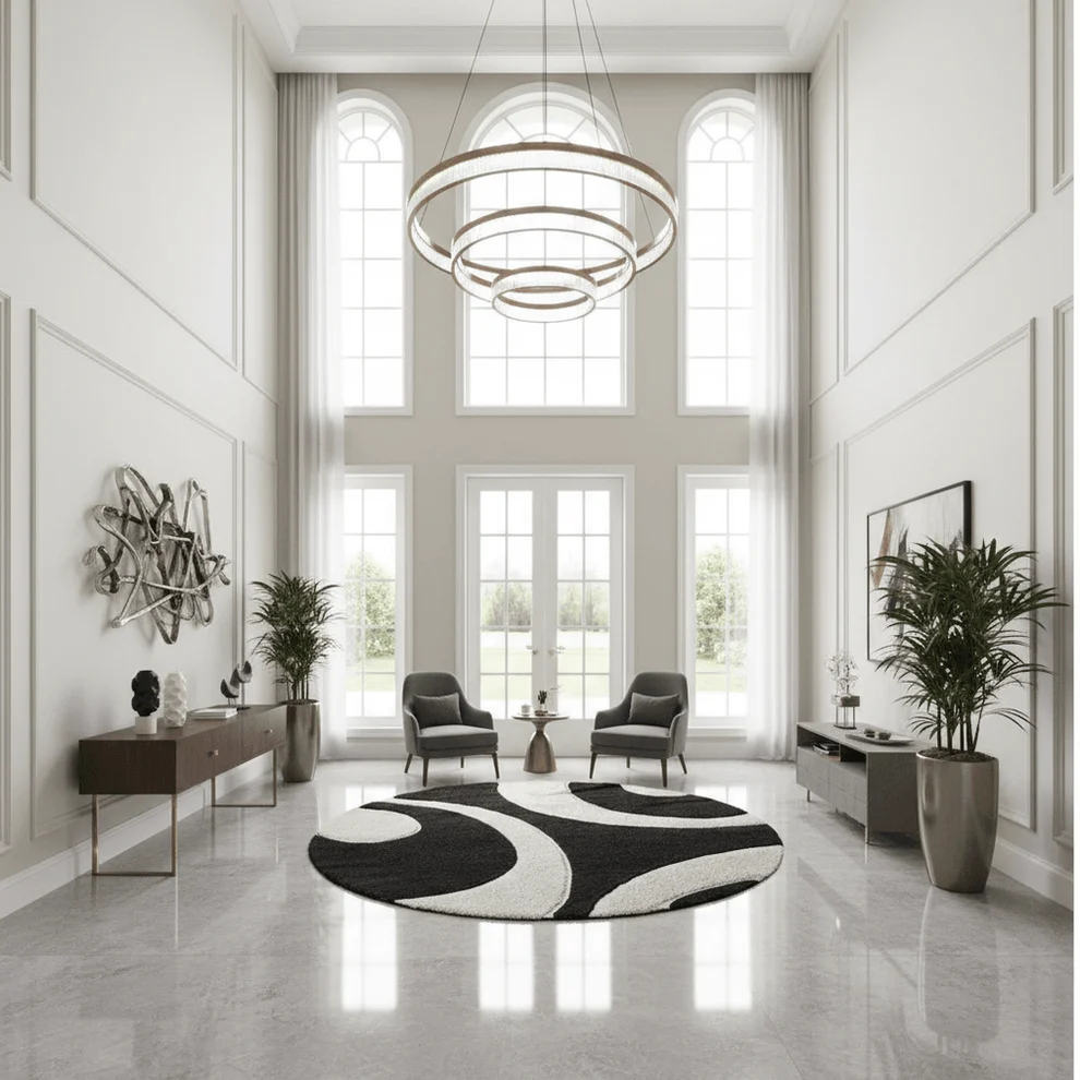 Shaggy Carpet Modern Living Room Bedroom Abstract Shaggy Carpet Round Shaggy