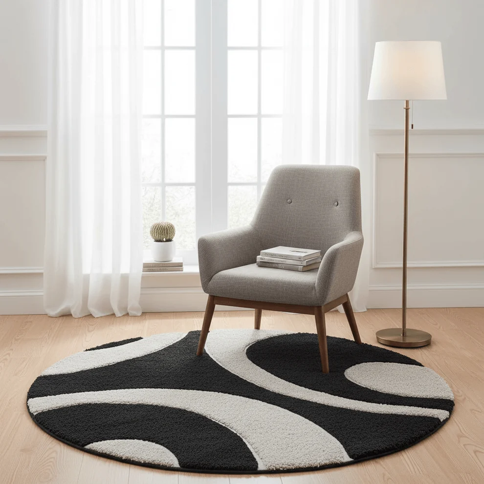 Shaggy Carpet Modern Living Room Bedroom Abstract Shaggy Carpet Round Shaggy