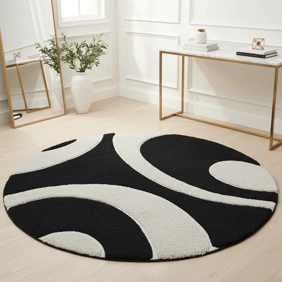 Shaggy Carpet Modern Living Room Bedroom Abstract Shaggy Carpet Round Shaggy
