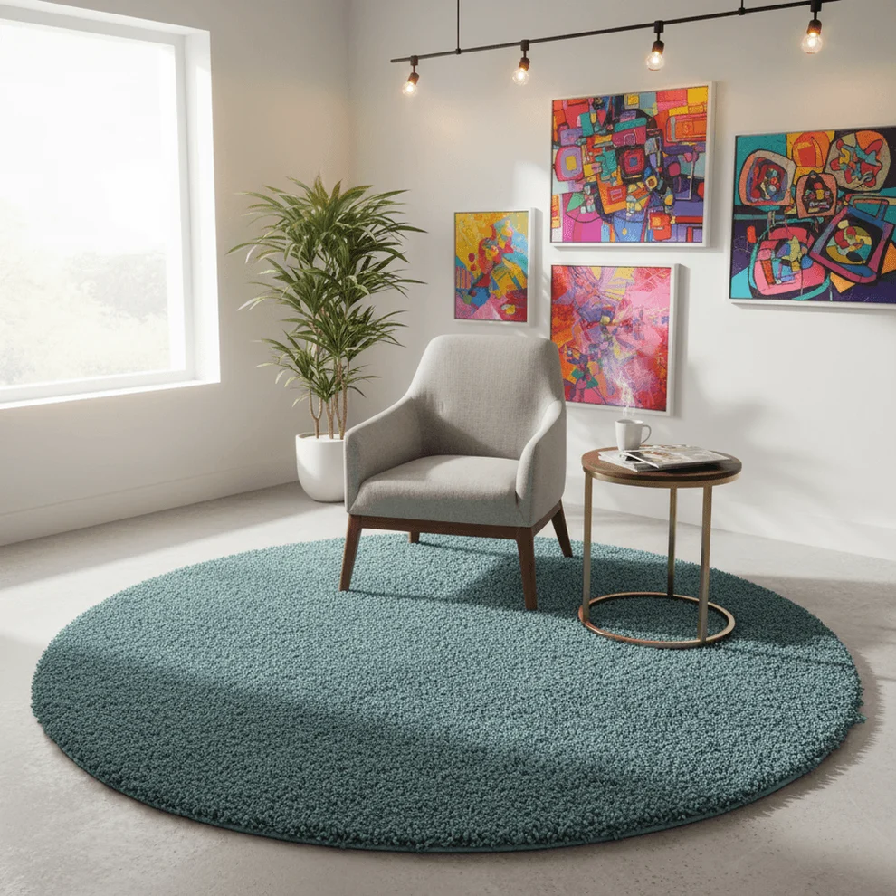 Shaggy Carpet Modern Living Room Bedroom Abstract Shaggy Carpet Round Shaggy