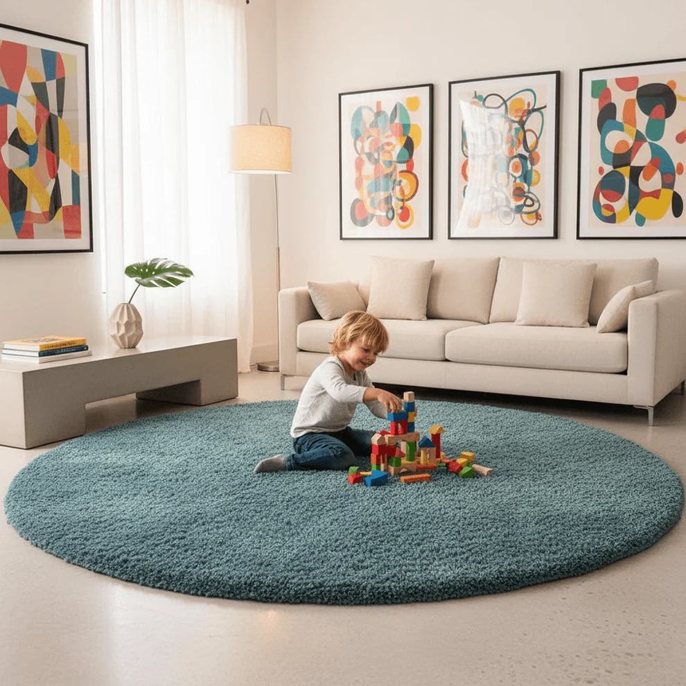 Shaggy Carpet Modern Living Room Bedroom Abstract Shaggy Carpet Round Shaggy